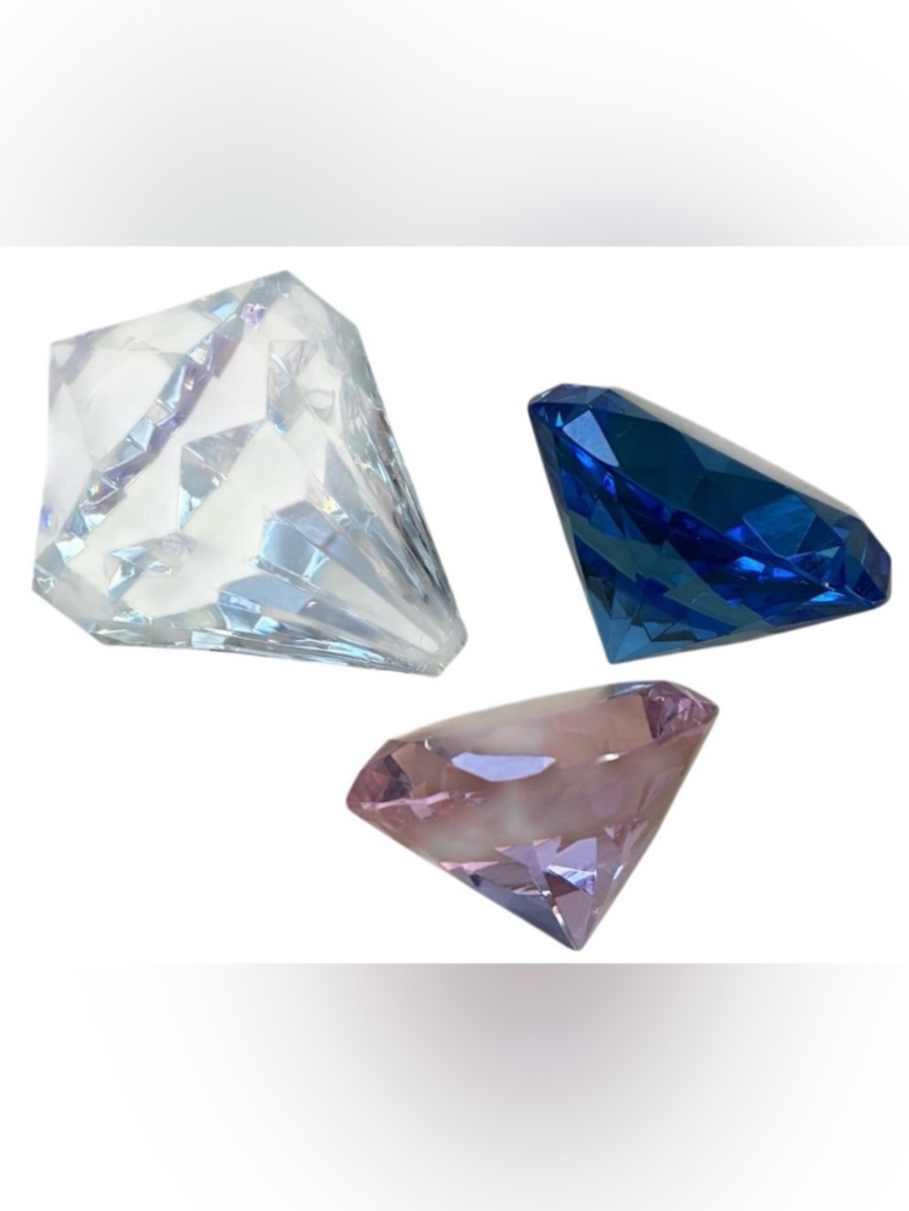 GLASS DIAMOND SHAPED PAPER WEIGHTS SUN CATCHER DECORATIVE